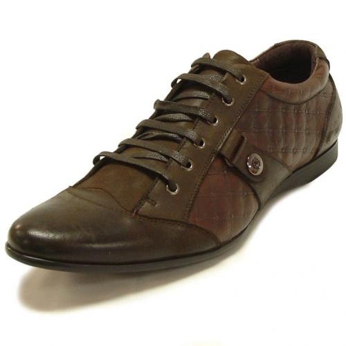 Encore by Fiesso Brown Genuine Leather Casual Sneakers FI3077
